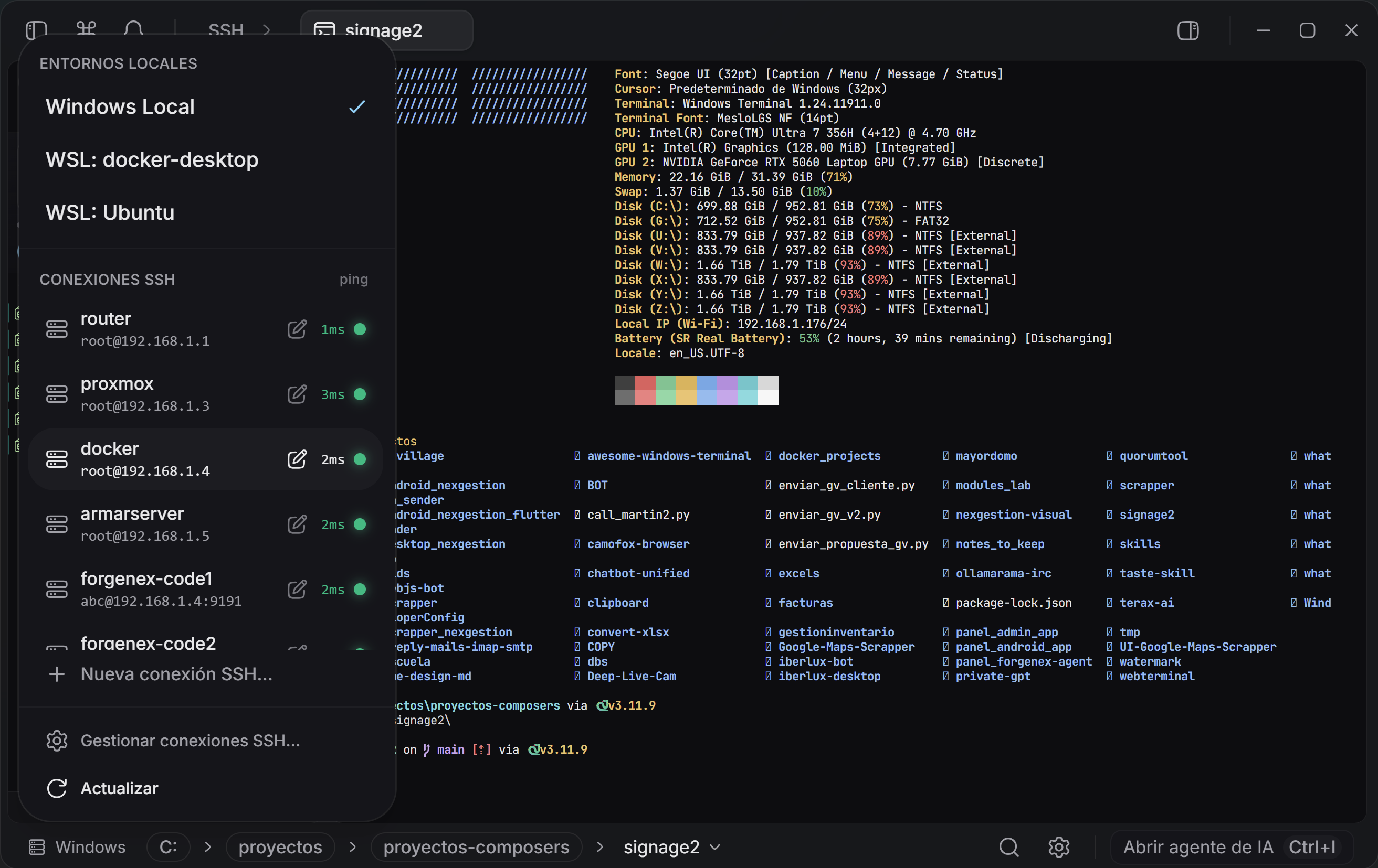 Voktty Docker, WSL and SSH workspaces